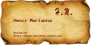 Hencz Marianna névjegykártya